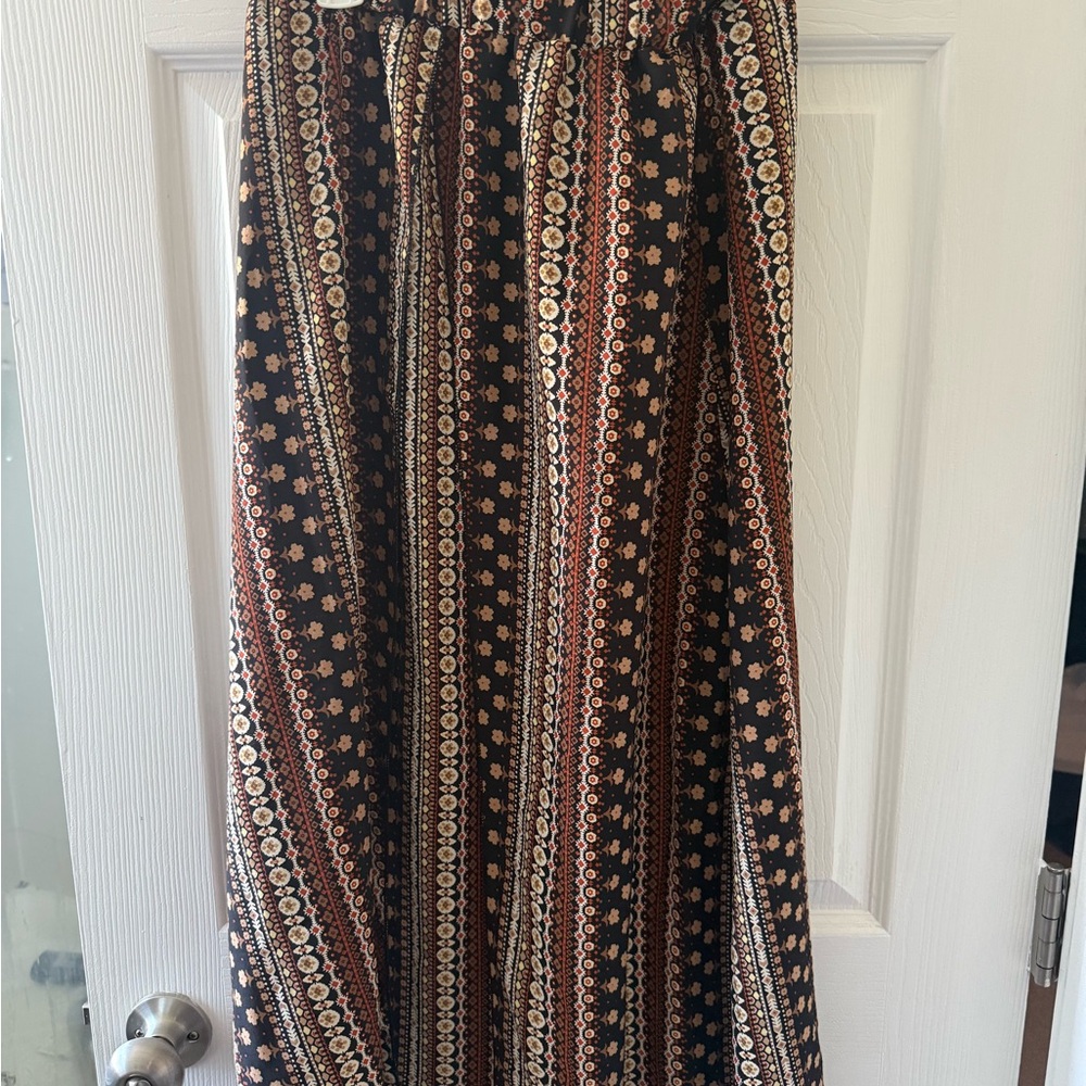 Bohemian Black and Brown Patterned Skirt